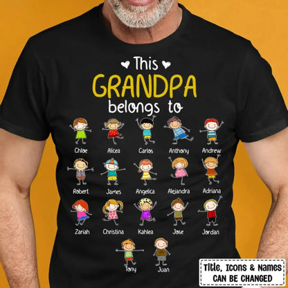 Personalized "This Grandpa Belongs To" Shirt - Custom Gift with Grandkids’ Names  Ezcustomize