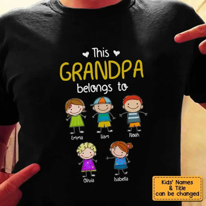 Personalized "This Grandpa Belongs To" Shirt - Custom Gift with Grandkids’ Names  Ezcustomize