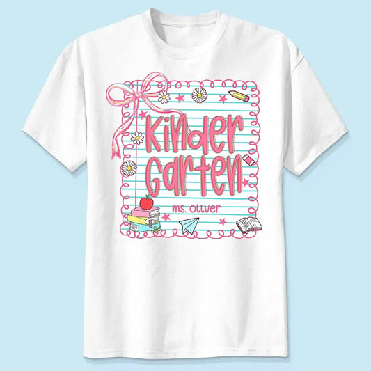 Preppy Coquette Teacher Shirt – Personalized First Day of School Tee - Cute Back to School Outfit for Educators  Ezcustomize