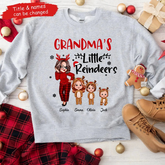 Pretty Grandma's Little Reindeer - Personalized Custom T Shirt - Christmas Gift for Grandma/Grandparent  Ezcustomize