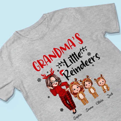 Pretty Grandma's Little Reindeer - Personalized Custom T Shirt - Christmas Gift for Grandma/Grandparent  Ezcustomize