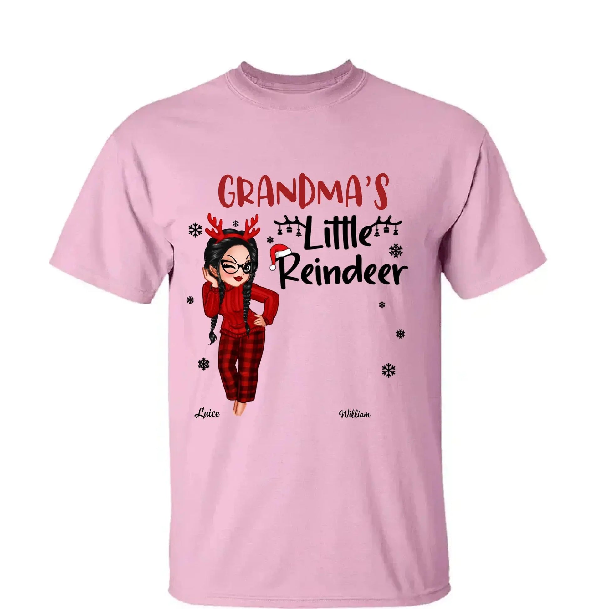 Pretty Grandma's Little Reindeer - Personalized Custom T Shirt - Christmas Gift for Grandma/Grandparent  Ezcustomize
