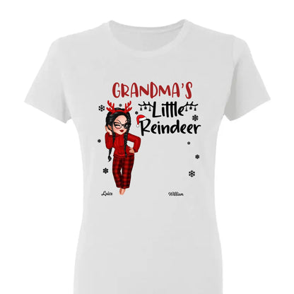 Pretty Grandma's Little Reindeer - Personalized Custom T Shirt - Christmas Gift for Grandma/Grandparent  Ezcustomize