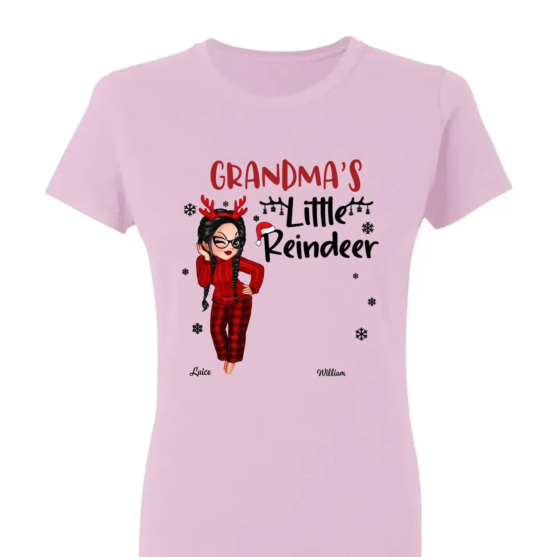 Pretty Grandma's Little Reindeer - Personalized Custom T Shirt - Christmas Gift for Grandma/Grandparent  Ezcustomize