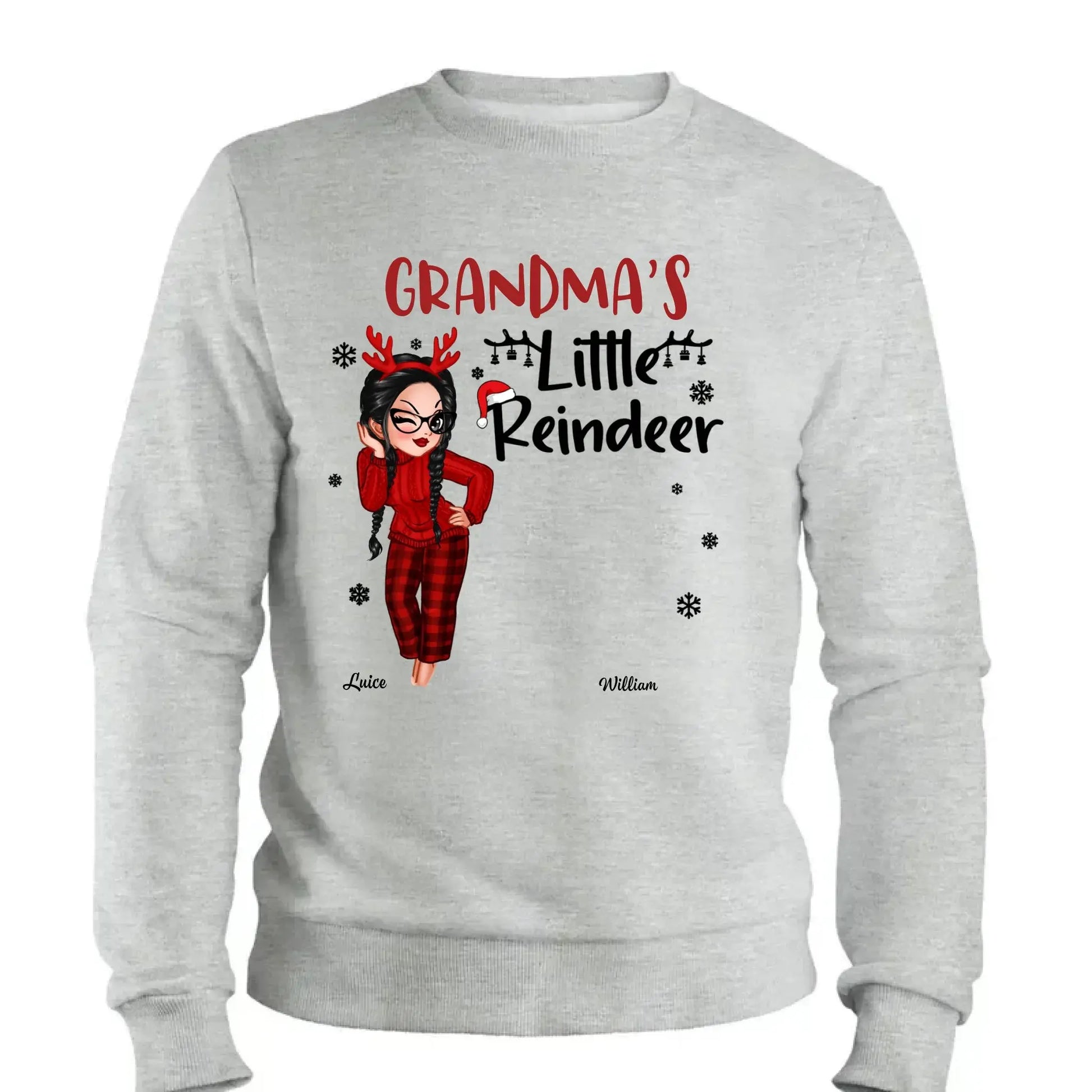 Pretty Grandma's Little Reindeer - Personalized Custom T Shirt - Christmas Gift for Grandma/Grandparent  Ezcustomize