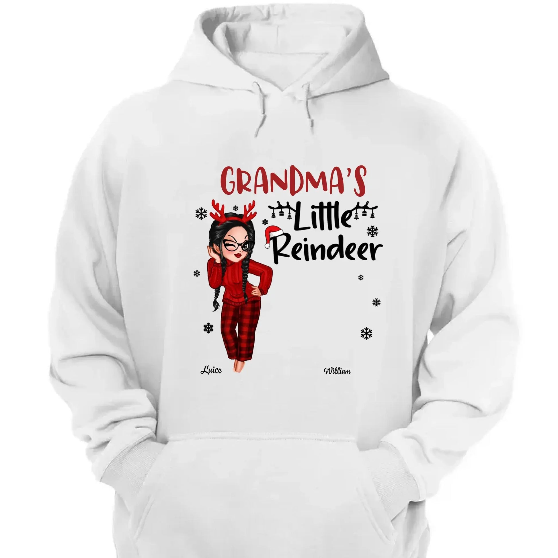 Pretty Grandma's Little Reindeer - Personalized Custom T Shirt - Christmas Gift for Grandma/Grandparent  Ezcustomize