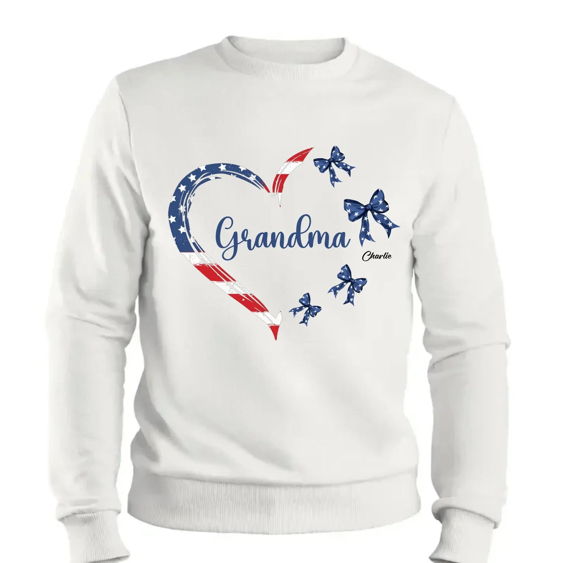 Proud American Grandma Shirt – Personalized Heart Bow T-Shirt with Grandkids' Names – 4th of July Gift for Mom, Nana, Mimi  Ezcustomize