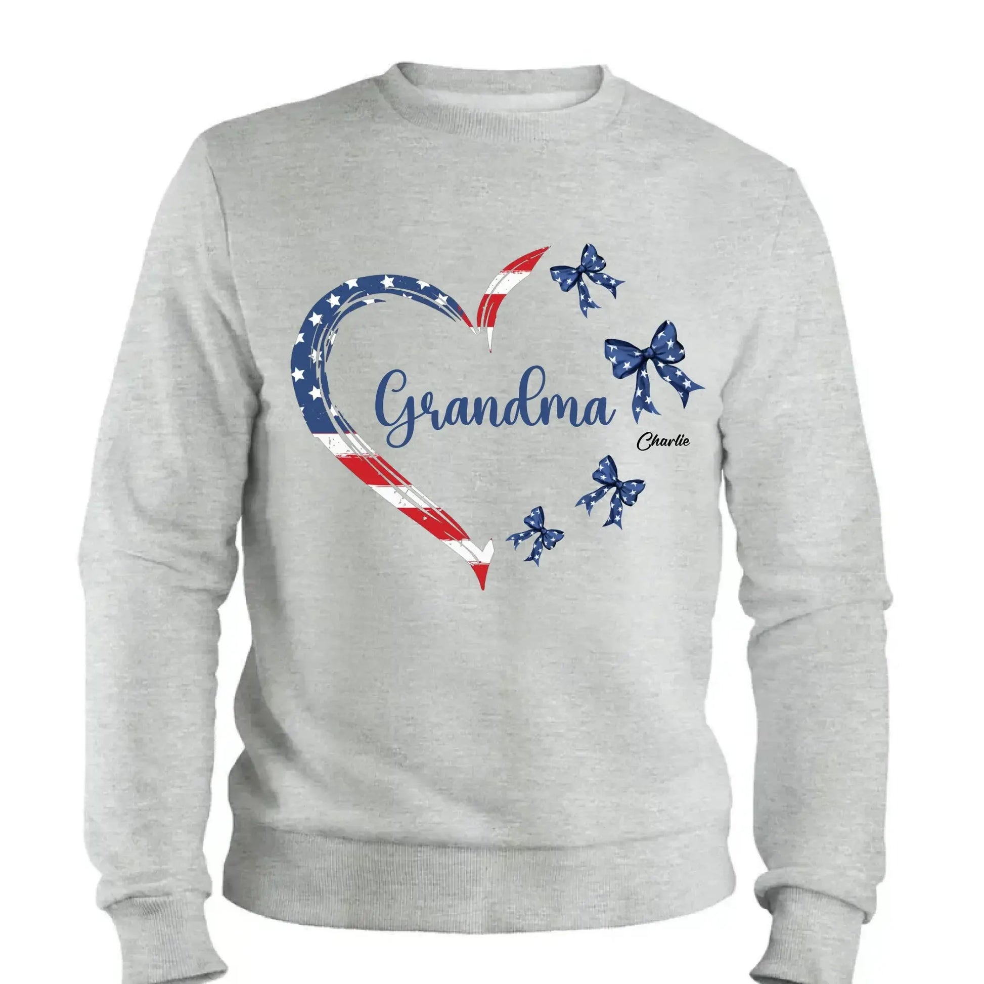 Proud American Grandma Shirt – Personalized Heart Bow T-Shirt with Grandkids' Names – 4th of July Gift for Mom, Nana, Mimi  Ezcustomize