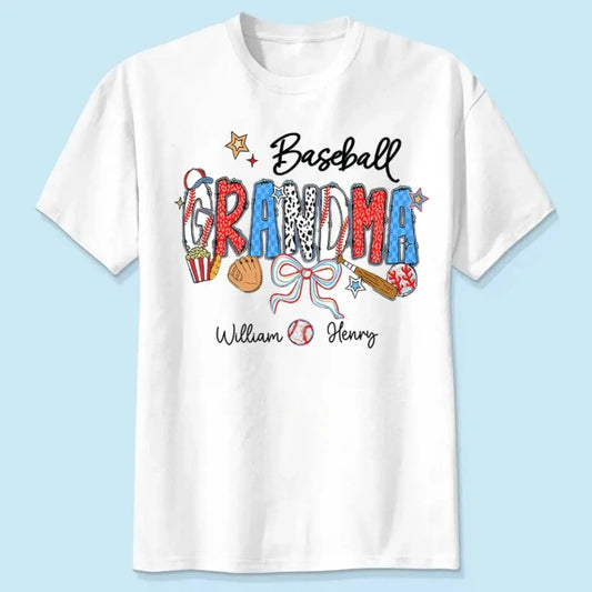 Proud Sports Grandma T-Shirt – Personalized Tee with Kids’ Names – Custom Gift for Baseball, Softball, Soccer & More  Ezcustomize