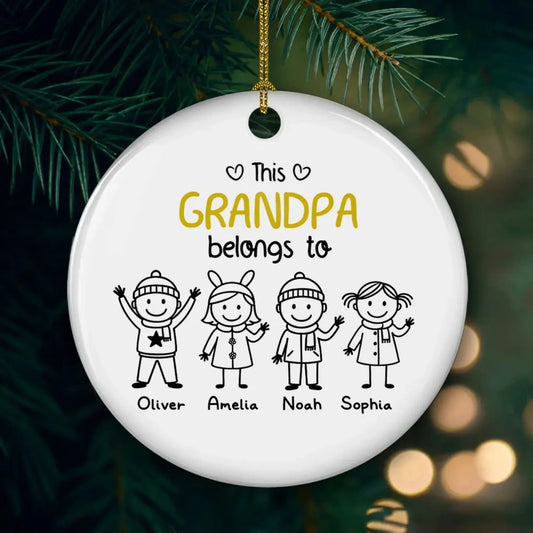 Proud To Be Their Holiday Grandpa - Personalized Custom Ceramic Ornament - Christmas Gift for Grandpa/Papa  Ezcustomize