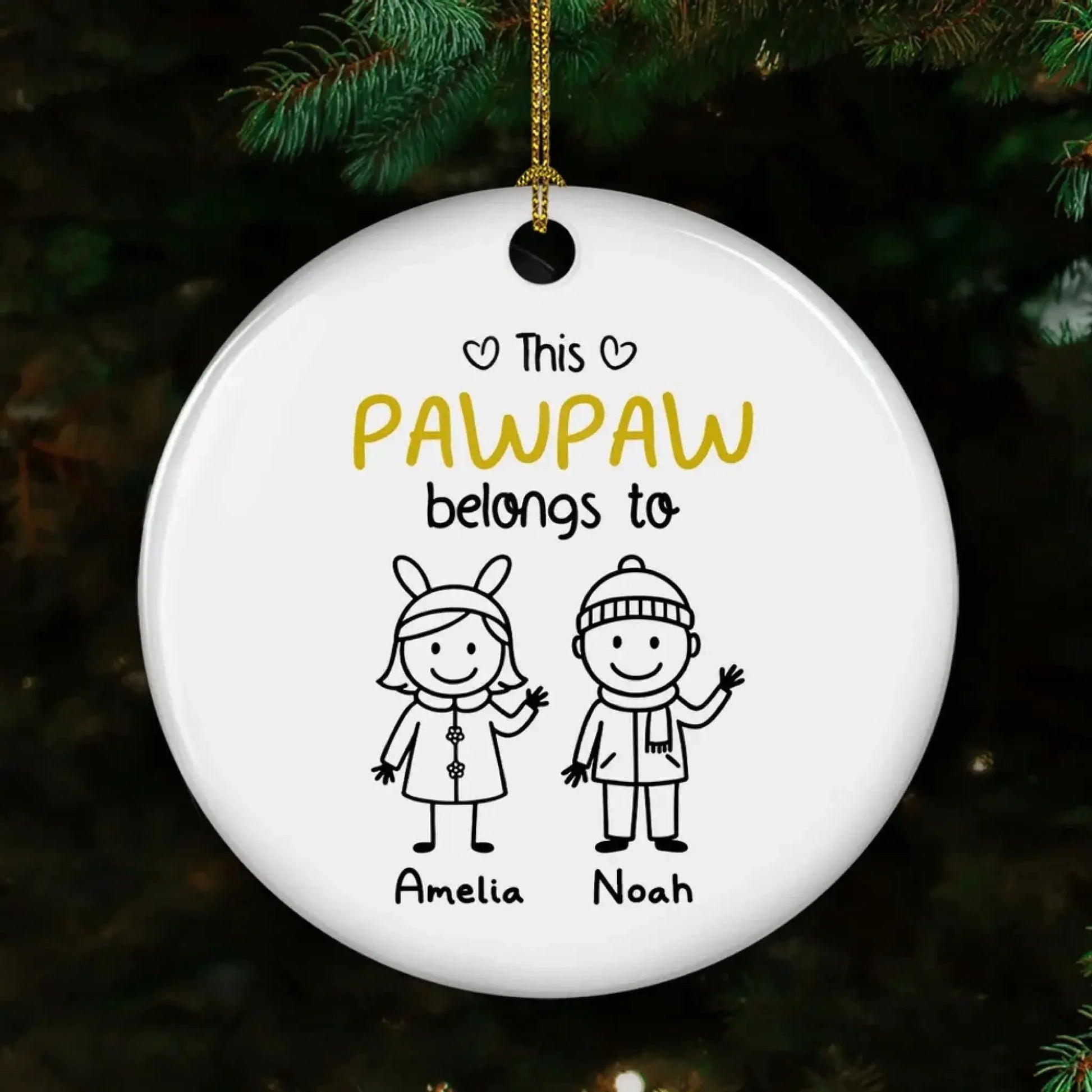 Proud To Be Their Holiday Grandpa - Personalized Custom Ceramic Ornament - Christmas Gift for Grandpa/Papa  Ezcustomize