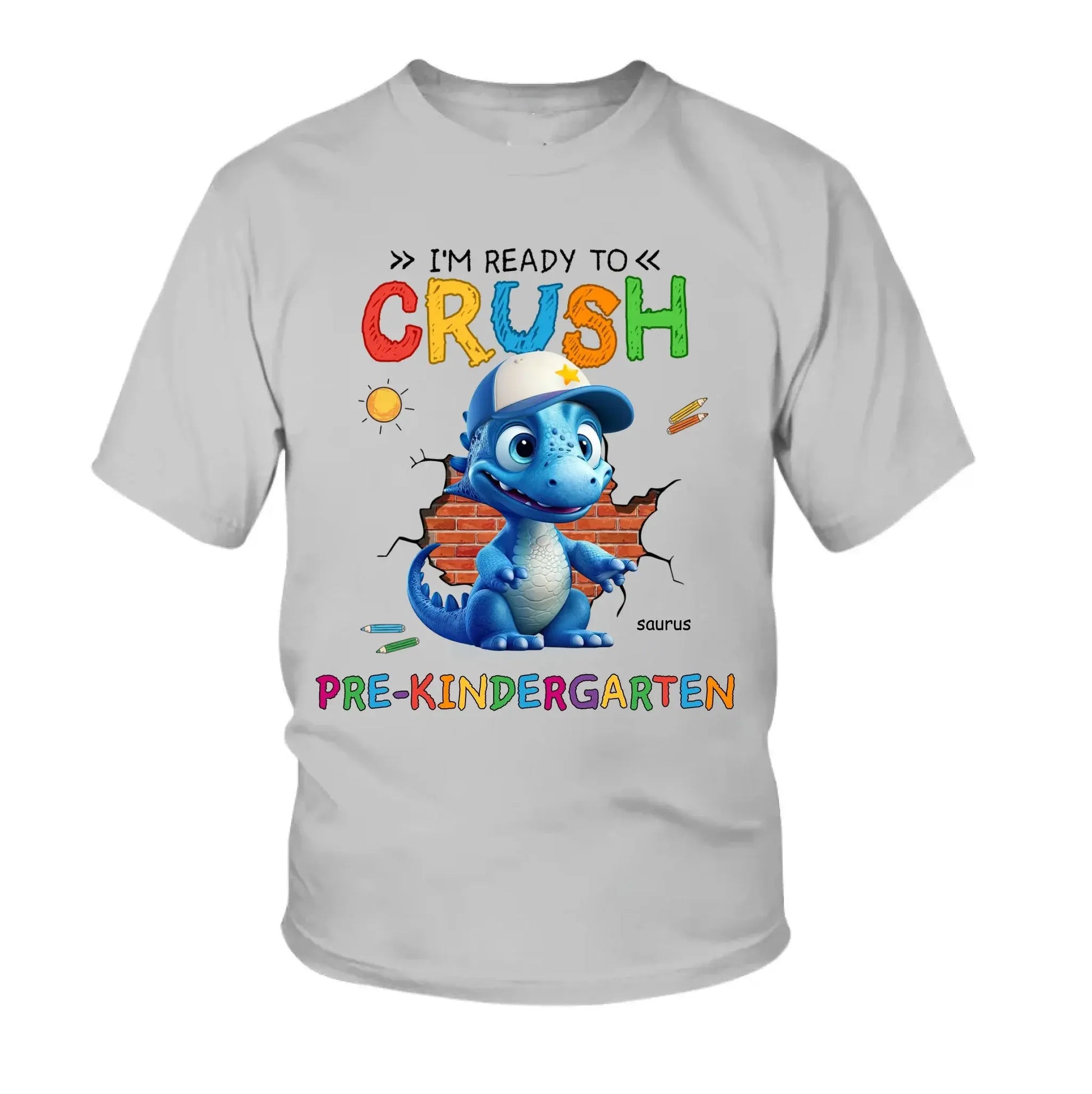 Ready to Crush Kindergarten/First Grade – Personalized T-Shirt/Youth Tee for Grandson – Fun Gift for Back to School  Ezcustomize