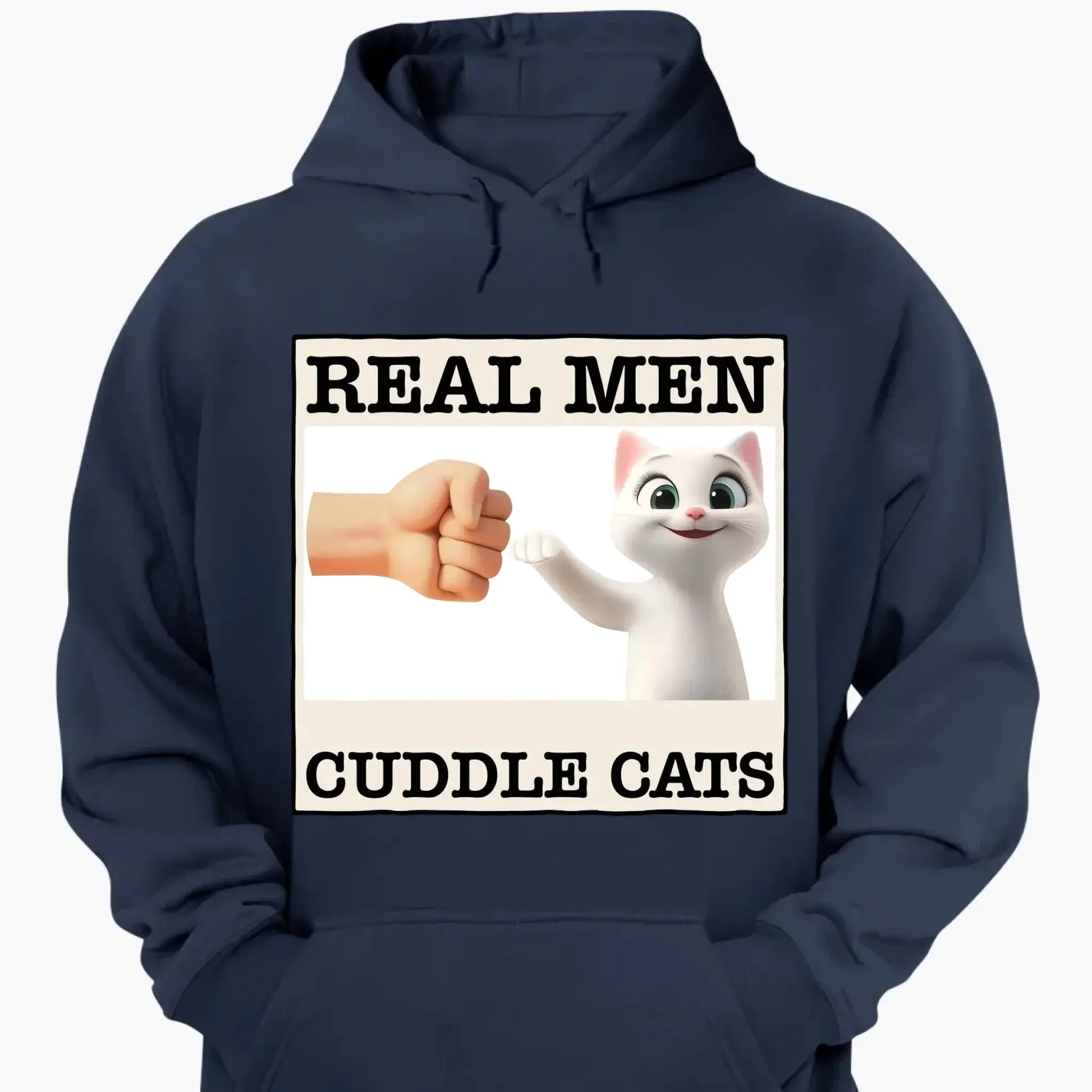 "Real Men Cuddle Cats" - Personalized Shirt, Hoodie, Sweater - Perfect Custom Gift for Cat Dads & Cat Lovers  Ezcustomize