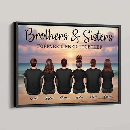 Realistic Beach Landscape Brothers & Sisters Forever Linked Together Personalized Poster, Gift For Siblings  Ezcustomize