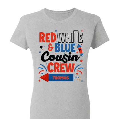 Red White and Blue Cousin Crew Shirt – Personalized 4th of July T-Shirt for Kids, Boys, Girls, Family Matching Independence Day Outfit  Ezcustomize