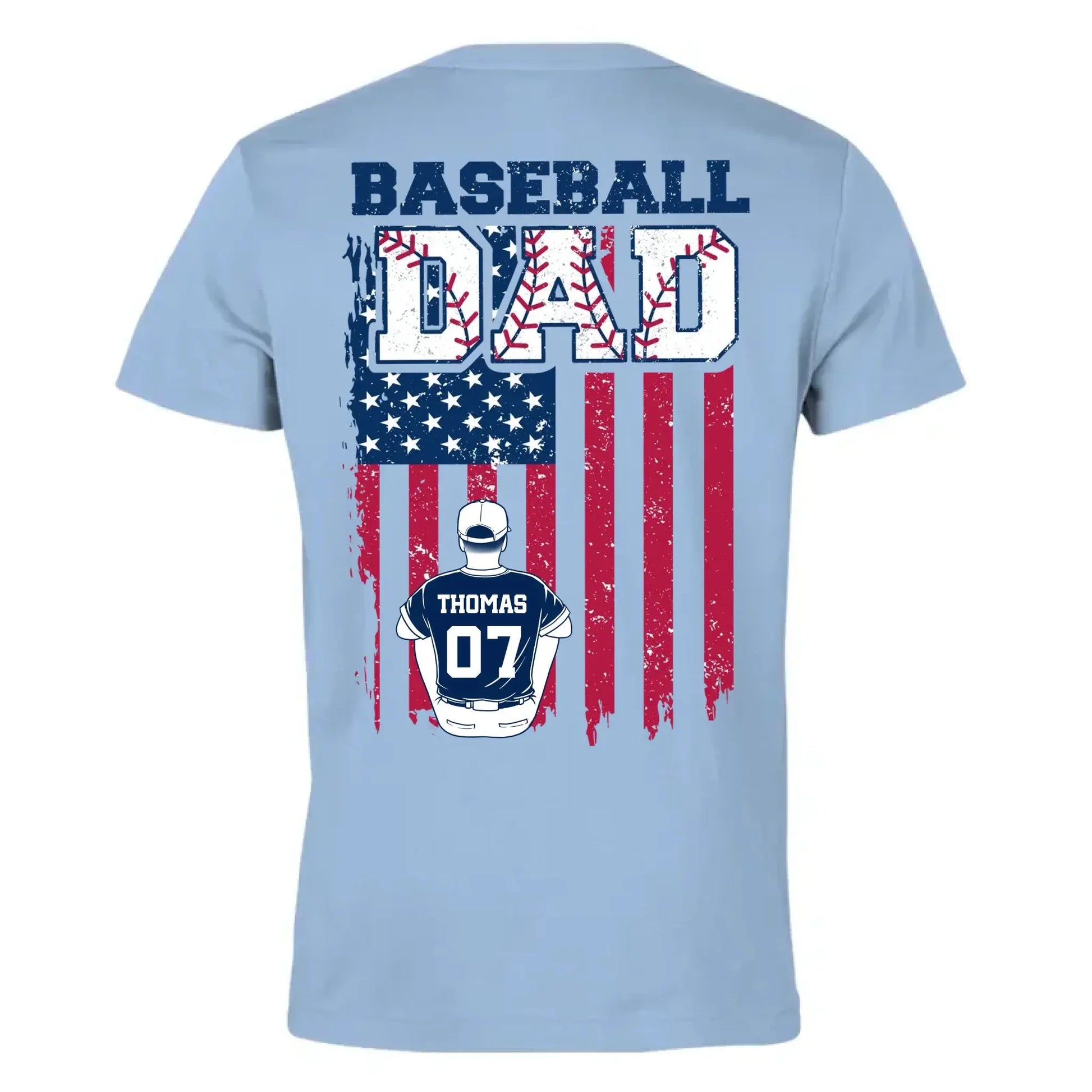 Retro Baseball Dad & Kids Flag Shirt – Personalized T-Shirt – Custom Gift for Proud Baseball Dads on Father’s Day or Game Day  Ezcustomize