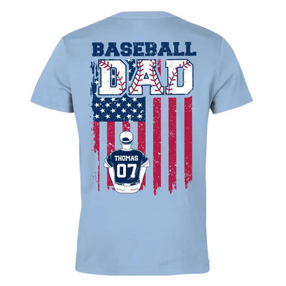 Retro Baseball Dad & Kids Flag Shirt – Personalized T-Shirt – Custom Gift for Proud Baseball Dads on Father’s Day or Game Day  Ezcustomize