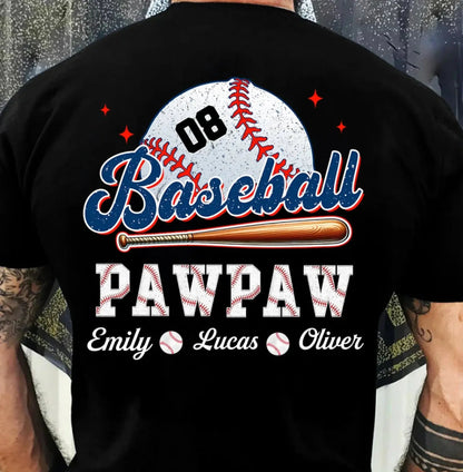 Retro Baseball Dad & Kids Shirt – Personalized T-Shirt – Custom Gift for Proud Baseball Dads/Grandpas with Kids’ Names  Ezcustomize