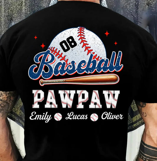 Retro Baseball Dad & Kids Shirt – Personalized T-Shirt – Custom Gift for Proud Baseball Dads/Grandpas with Kids’ Names  Ezcustomize