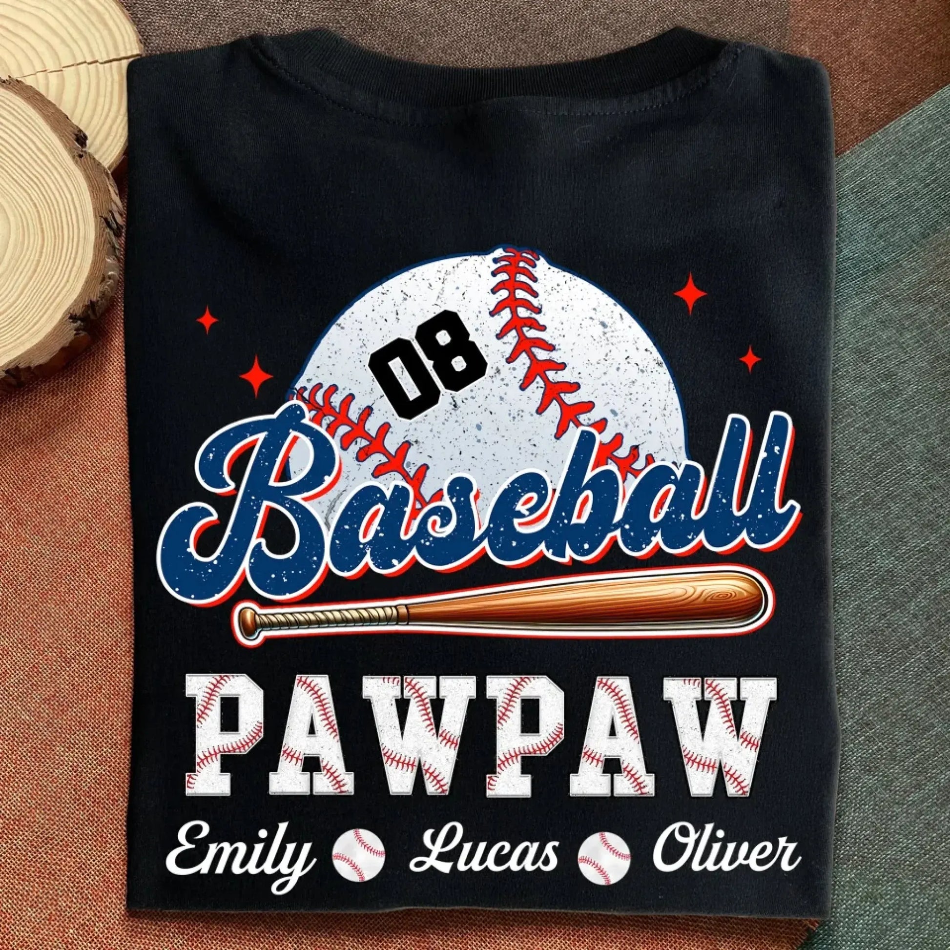 Retro Baseball Dad & Kids Shirt – Personalized T-Shirt – Custom Gift for Proud Baseball Dads/Grandpas with Kids’ Names  Ezcustomize