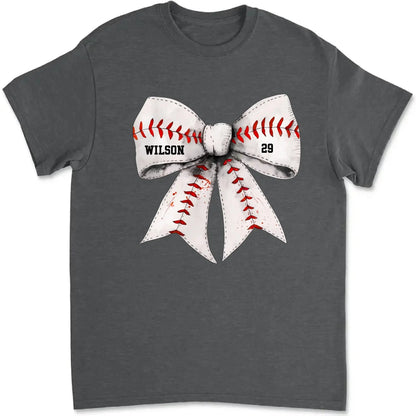 Retro Coquette Softball Bow - Personalized T-Shirt, Gift for Baseball/Softball Mom, Sport Mom Shirt  Ezcustomize