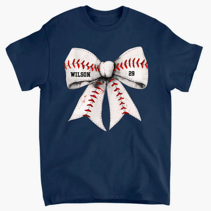 Retro Coquette Softball Bow - Personalized T-Shirt, Gift for Baseball/Softball Mom, Sport Mom Shirt  Ezcustomize