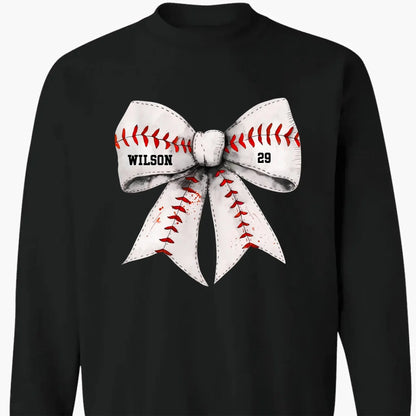 Retro Coquette Softball Bow - Personalized T-Shirt, Gift for Baseball/Softball Mom, Sport Mom Shirt  Ezcustomize