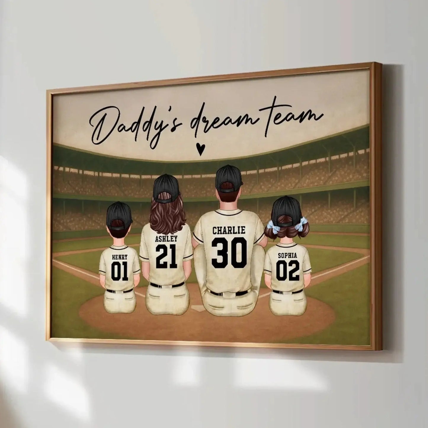 Retro Vintage Baseball Daddy's Dream Team Personalized Poster, Heartfelt Father's Day Gift For Dad, Husband  Ezcustomize