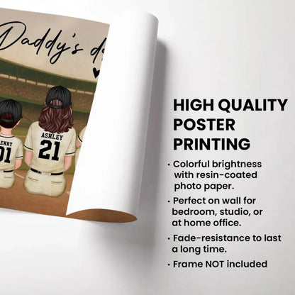 Retro Vintage Baseball Daddy's Dream Team Personalized Poster, Heartfelt Father's Day Gift For Dad, Husband  Ezcustomize