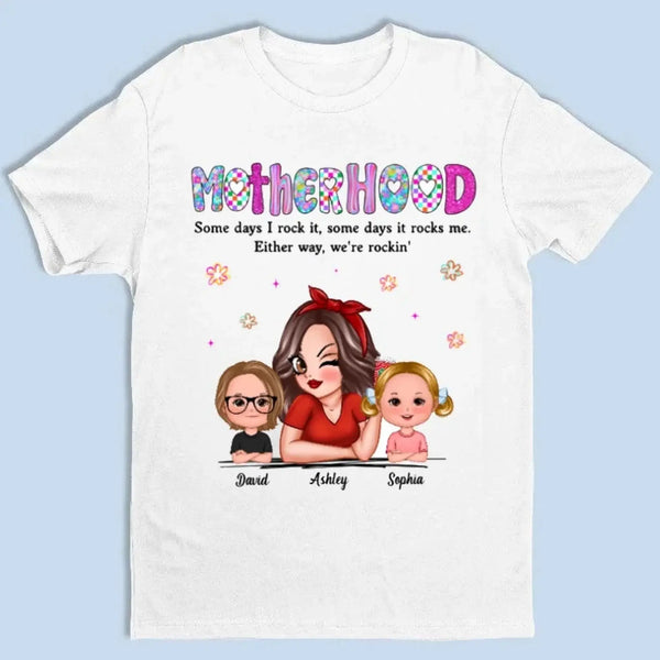 Rockin’ Motherhood Shirt – Personalized T-Shirt with Mom & Kids – Custom Gift for Cool Moms on Mother’s Day or Birthday