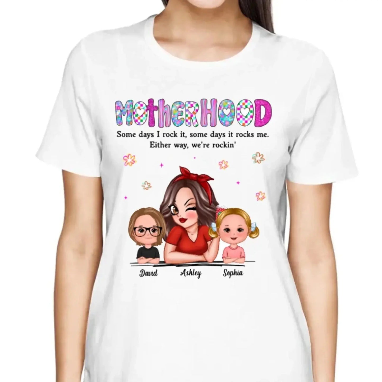 Rockin’ Motherhood Shirt – Personalized T-Shirt with Mom & Kids – Custom Gift for Cool Moms on Mother’s Day or Birthday  Ezcustomize