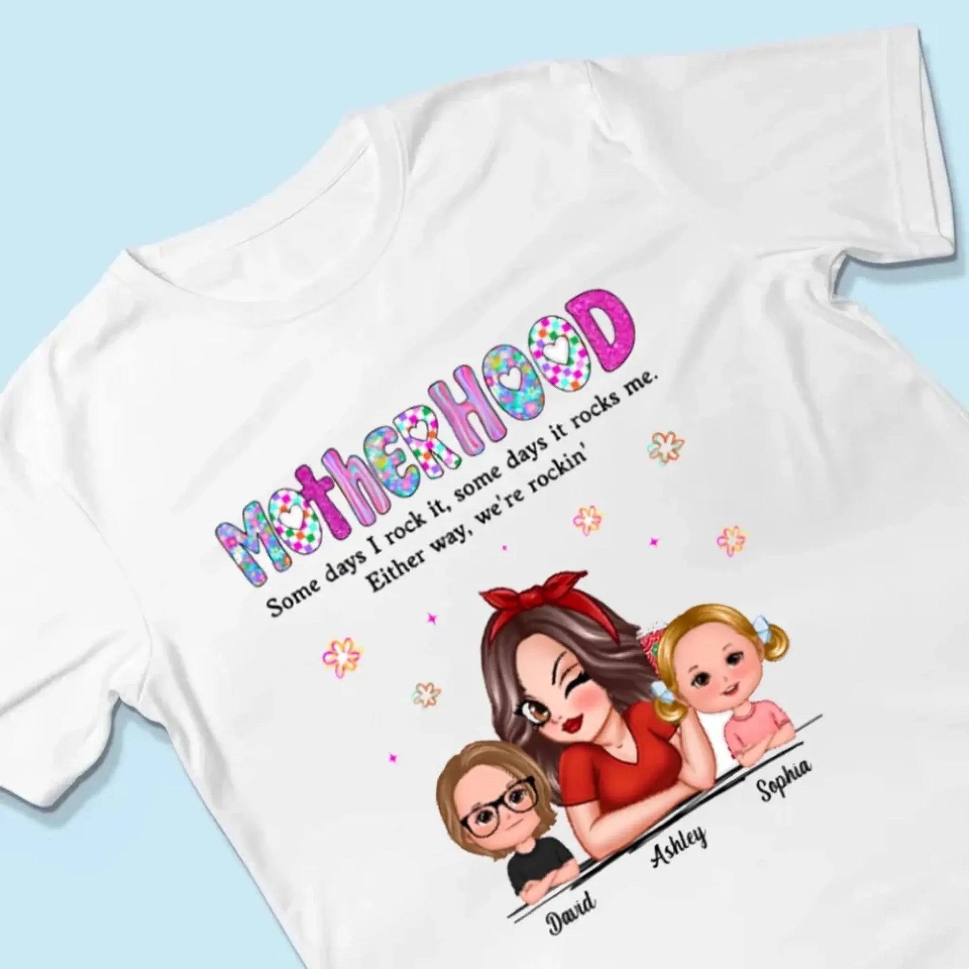 Rockin’ Motherhood Shirt – Personalized T-Shirt with Mom & Kids – Custom Gift for Cool Moms on Mother’s Day or Birthday  Ezcustomize