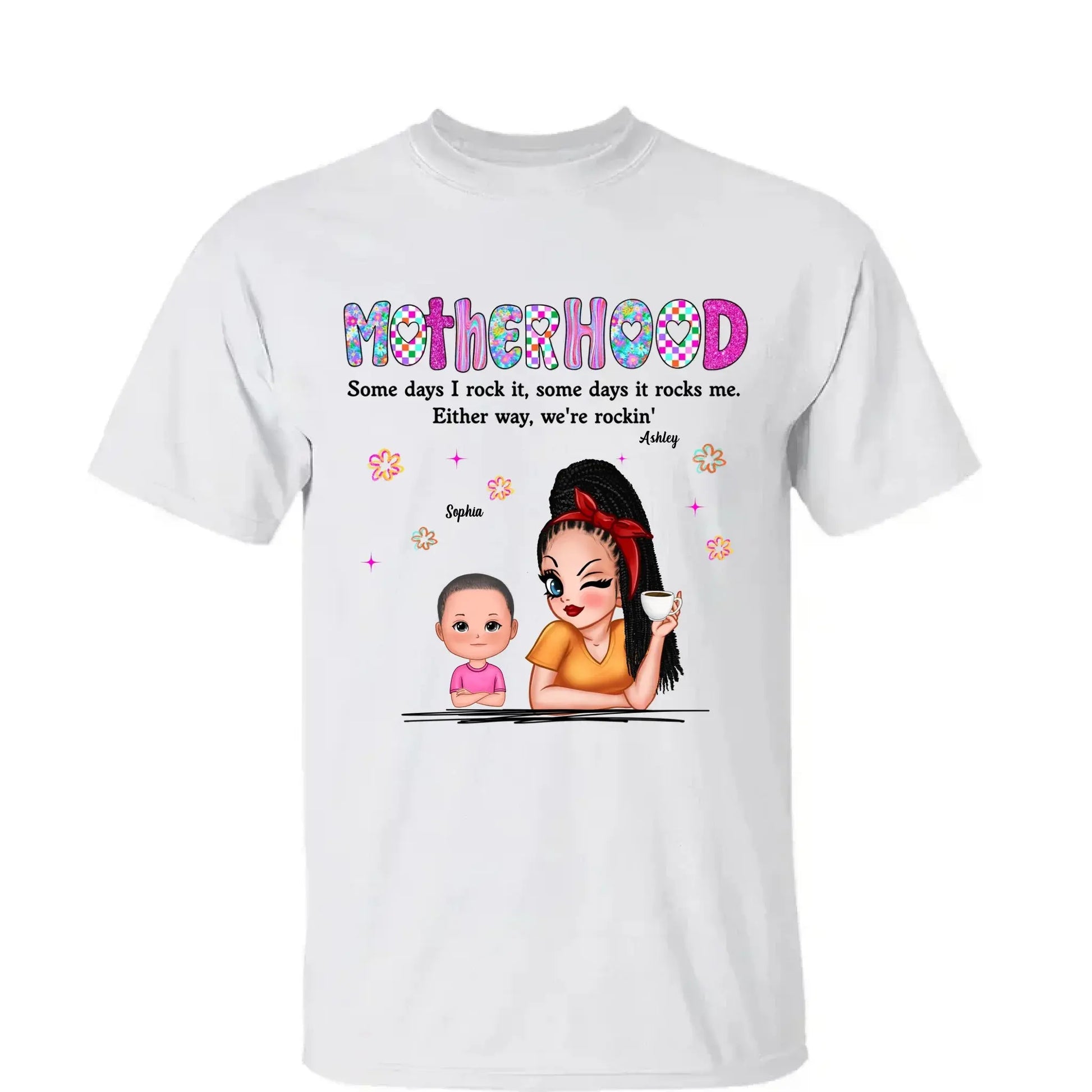 Rockin’ Motherhood Shirt – Personalized T-Shirt with Mom & Kids – Custom Gift for Cool Moms on Mother’s Day or Birthday  Ezcustomize