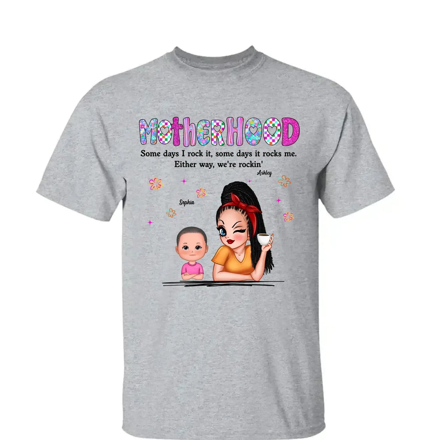 Rockin’ Motherhood Shirt – Personalized T-Shirt with Mom & Kids – Custom Gift for Cool Moms on Mother’s Day or Birthday  Ezcustomize