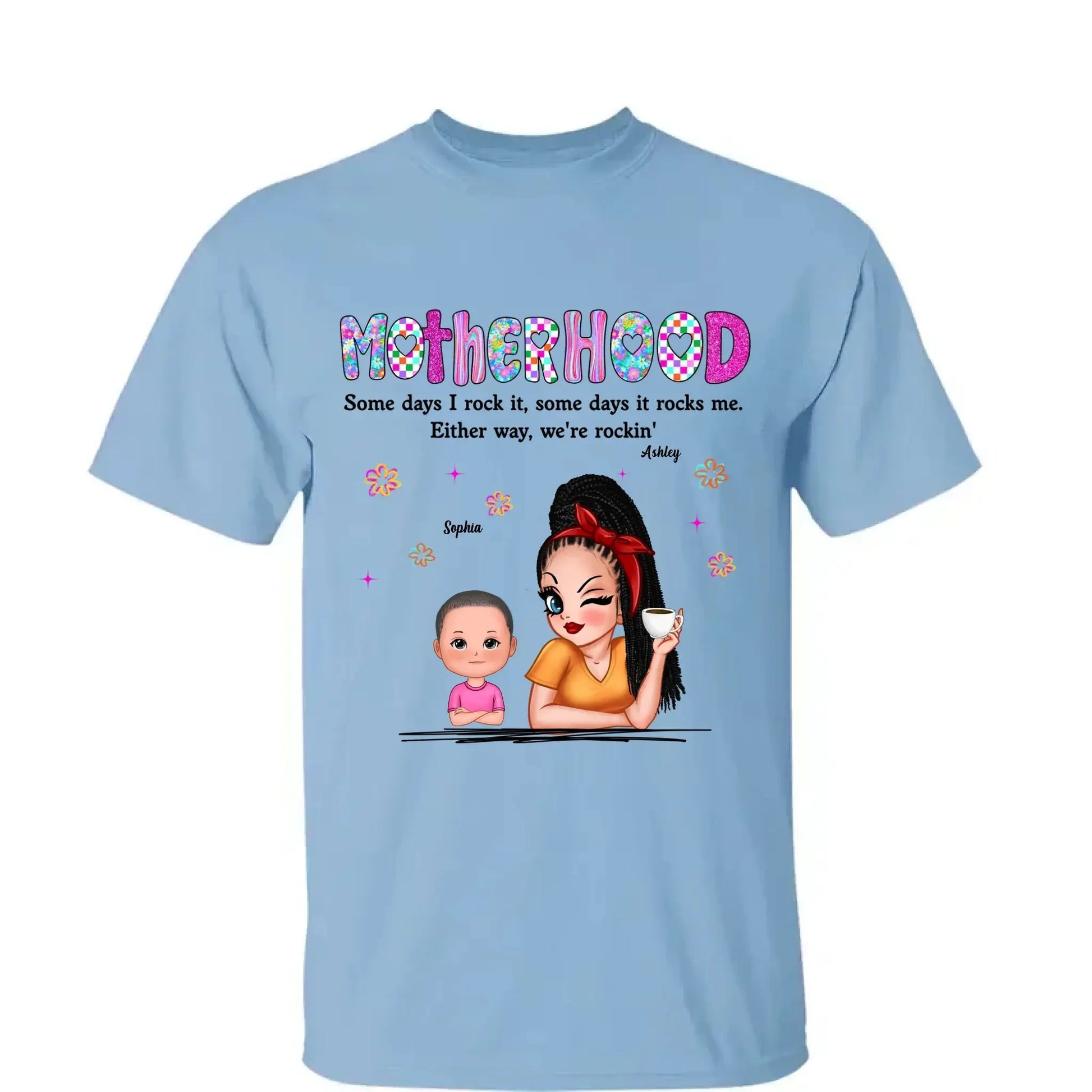 Rockin’ Motherhood Shirt – Personalized T-Shirt with Mom & Kids – Custom Gift for Cool Moms on Mother’s Day or Birthday  Ezcustomize