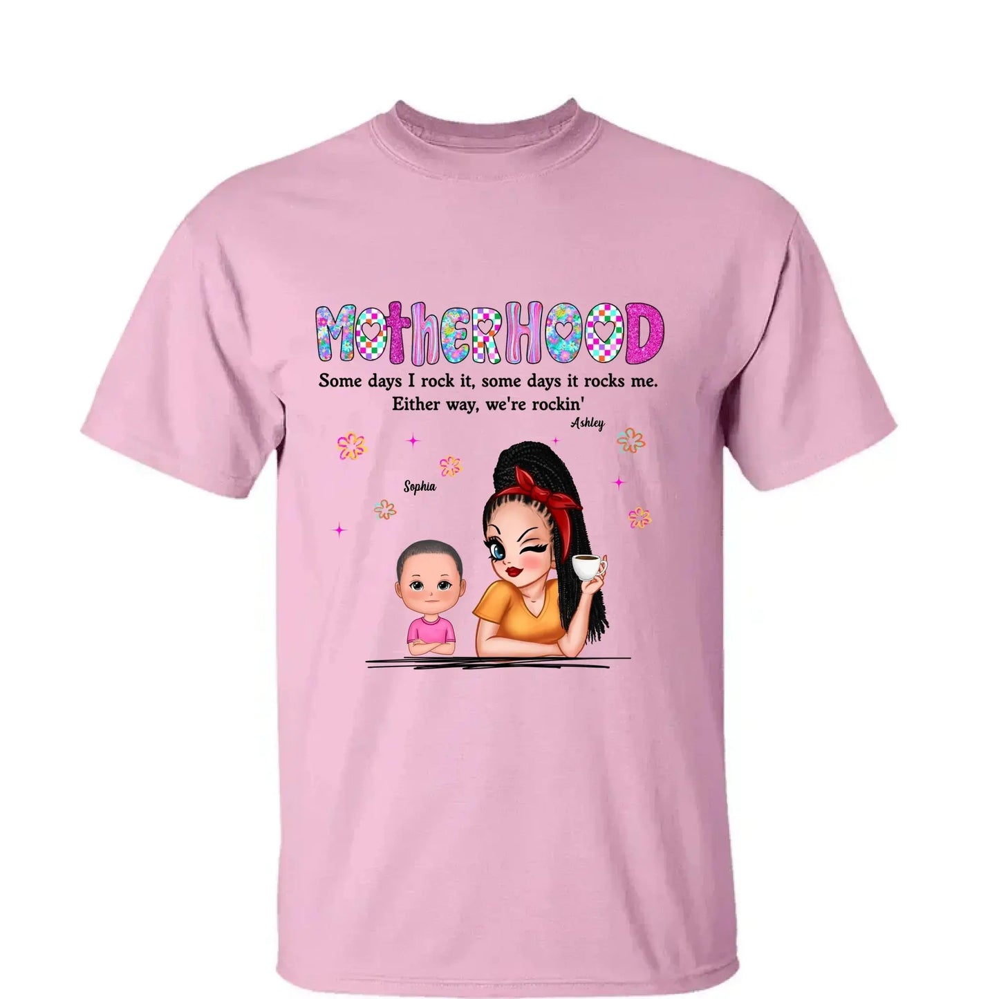 Rockin’ Motherhood Shirt – Personalized T-Shirt with Mom & Kids – Custom Gift for Cool Moms on Mother’s Day or Birthday  Ezcustomize
