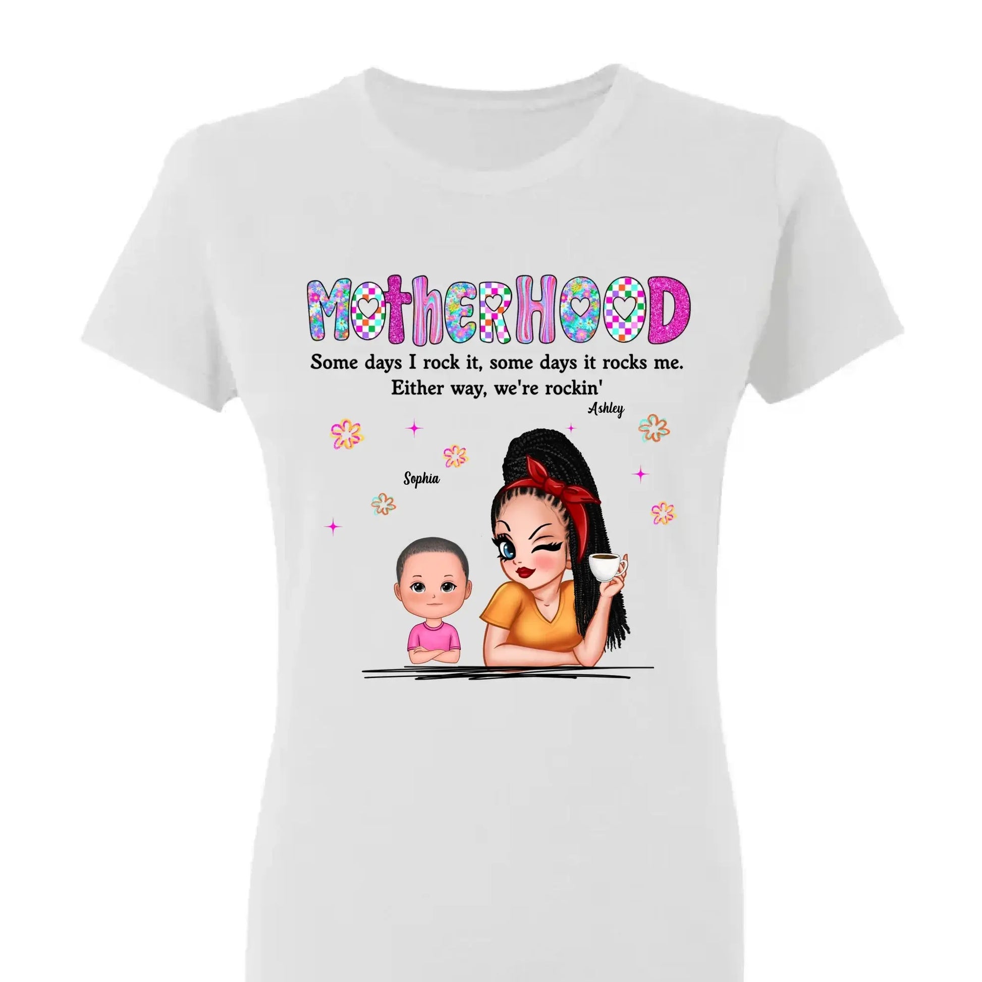 Rockin’ Motherhood Shirt – Personalized T-Shirt with Mom & Kids – Custom Gift for Cool Moms on Mother’s Day or Birthday  Ezcustomize