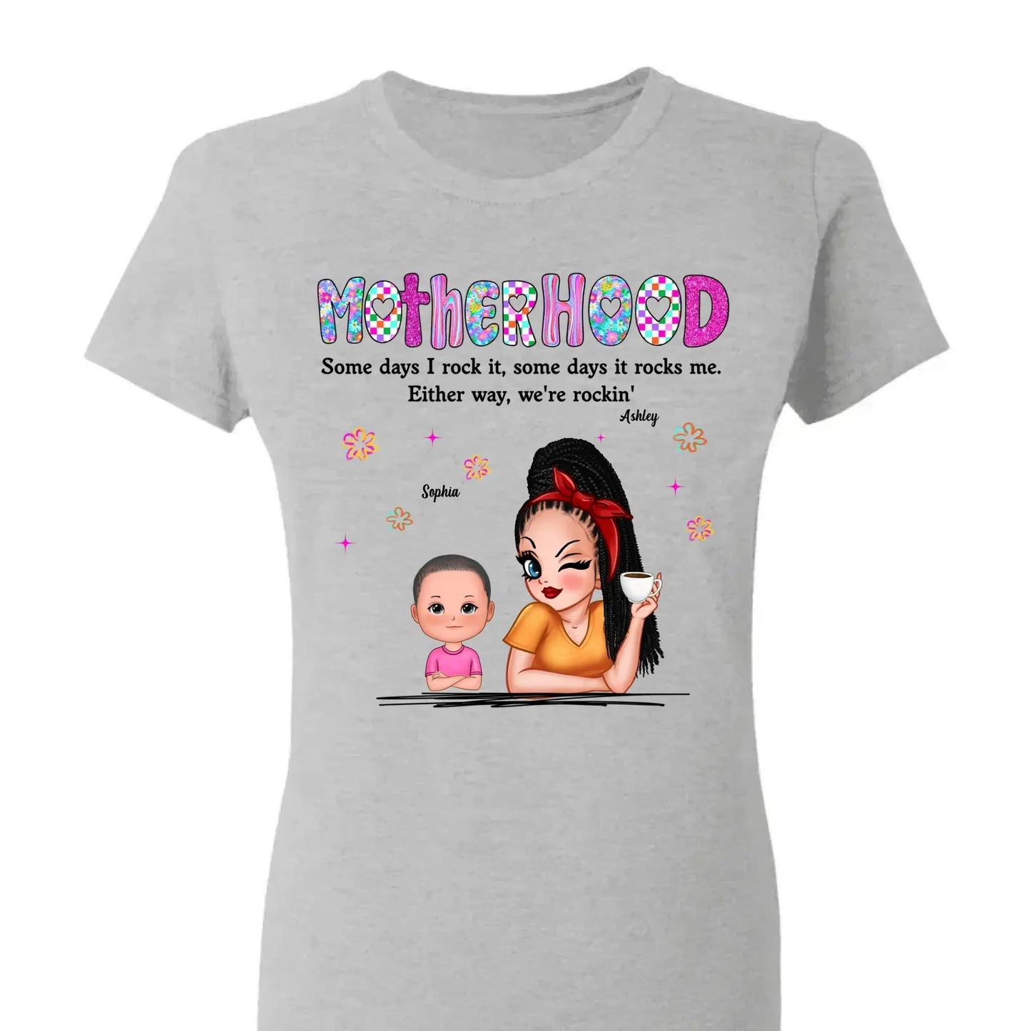 Rockin’ Motherhood Shirt – Personalized T-Shirt with Mom & Kids – Custom Gift for Cool Moms on Mother’s Day or Birthday  Ezcustomize