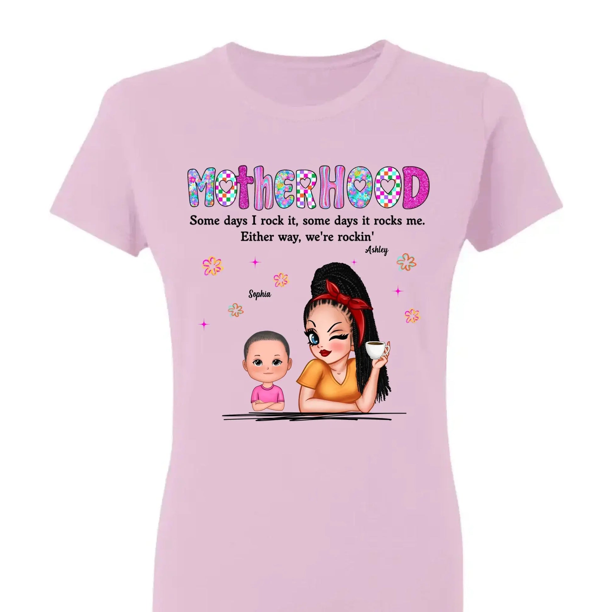 Rockin’ Motherhood Shirt – Personalized T-Shirt with Mom & Kids – Custom Gift for Cool Moms on Mother’s Day or Birthday  Ezcustomize