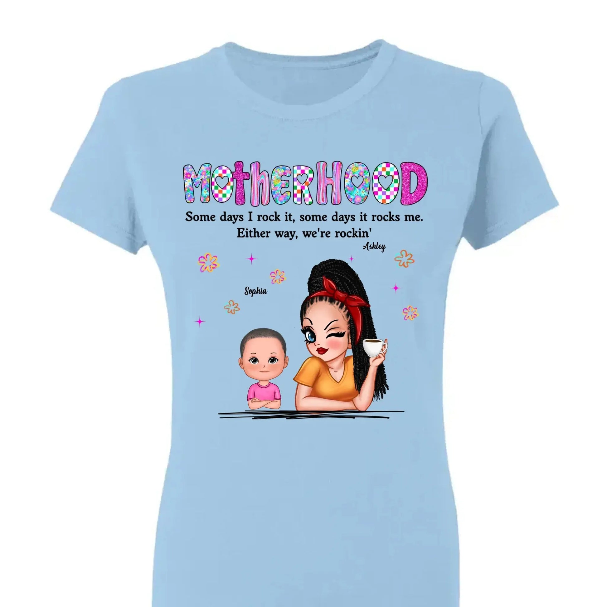 Rockin’ Motherhood Shirt – Personalized T-Shirt with Mom & Kids – Custom Gift for Cool Moms on Mother’s Day or Birthday  Ezcustomize