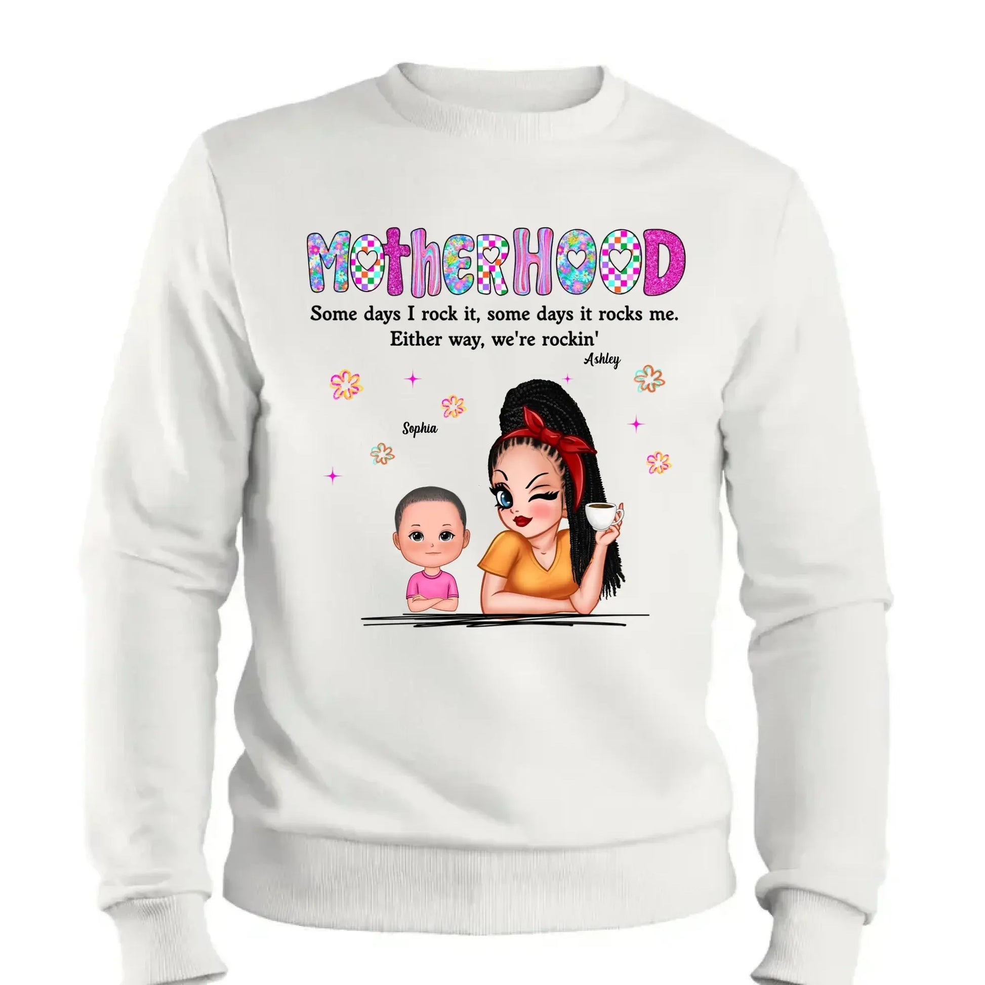 Rockin’ Motherhood Shirt – Personalized T-Shirt with Mom & Kids – Custom Gift for Cool Moms on Mother’s Day or Birthday  Ezcustomize