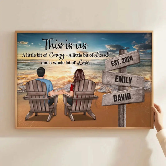 Romantic Beach Couple Sign Post – Personalized Poster/Canvas – Custom Home Décor & Gift for Him or Her  Ezcustomize
