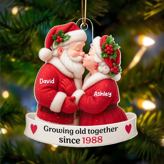 Santa Couple Growing Old Together – Personalized Acrylic Ornament – Romantic Anniversary & Christmas Gift for Him, Her or Couples  Ezcustomize