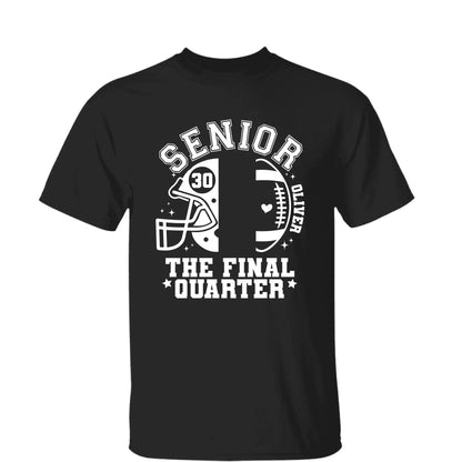 Senior Mom The Final Quarter – Personalized Custom Football T-Shirt – Unique Gift for Football Grandma, Grandpa, or Proud Parent  Ezcustomize