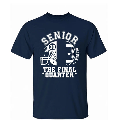 Senior Mom The Final Quarter – Personalized Custom Football T-Shirt – Unique Gift for Football Grandma, Grandpa, or Proud Parent  Ezcustomize