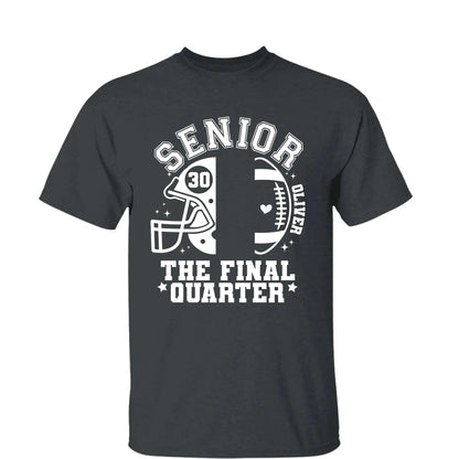 Senior Mom The Final Quarter – Personalized Custom Football T-Shirt – Unique Gift for Football Grandma, Grandpa, or Proud Parent  Ezcustomize