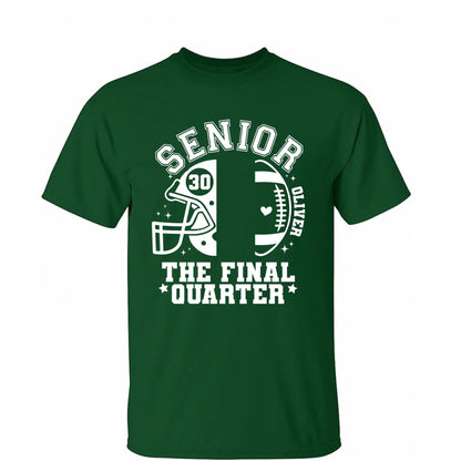 Senior Mom The Final Quarter – Personalized Custom Football T-Shirt – Unique Gift for Football Grandma, Grandpa, or Proud Parent  Ezcustomize