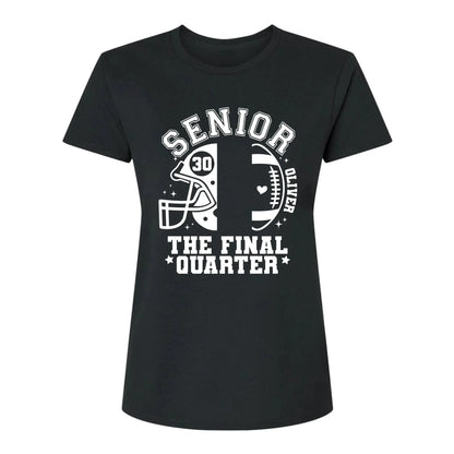 Senior Mom The Final Quarter – Personalized Custom Football T-Shirt – Unique Gift for Football Grandma, Grandpa, or Proud Parent  Ezcustomize