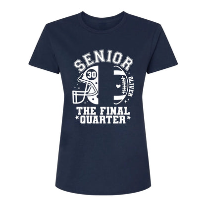 Senior Mom The Final Quarter – Personalized Custom Football T-Shirt – Unique Gift for Football Grandma, Grandpa, or Proud Parent  Ezcustomize