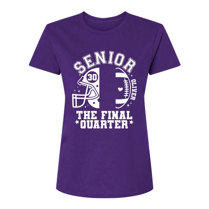 Senior Mom The Final Quarter – Personalized Custom Football T-Shirt – Unique Gift for Football Grandma, Grandpa, or Proud Parent  Ezcustomize